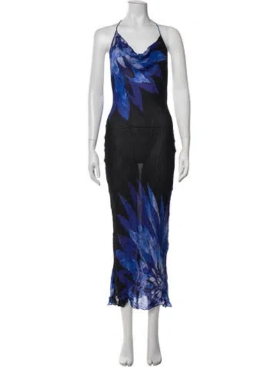 Pre-owned Rat & Boa Floral Print Long Dress In Blue