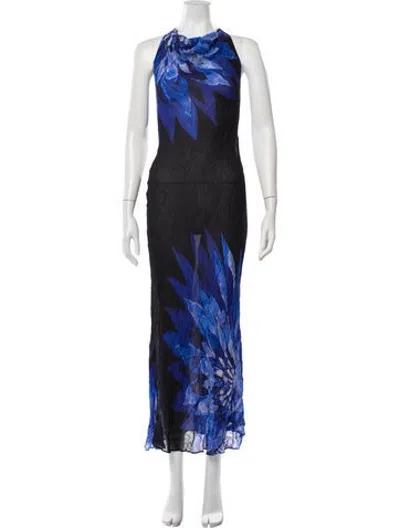 Pre-owned Rat & Boa Floral Print Long Dress In Blue