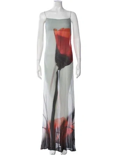 Pre-owned Rat & Boa Floral Print Long Dress In Gray