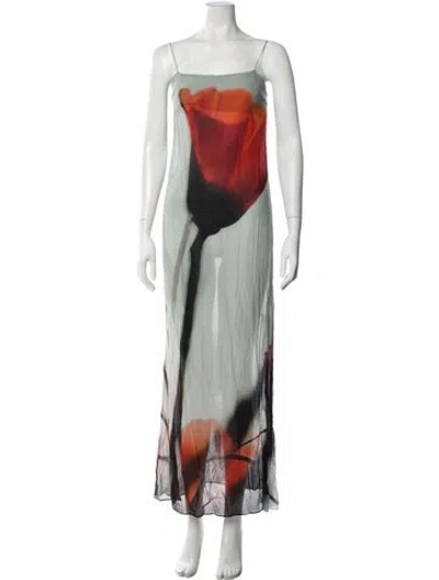 Pre-owned Rat & Boa Floral Print Long Dress In Grey
