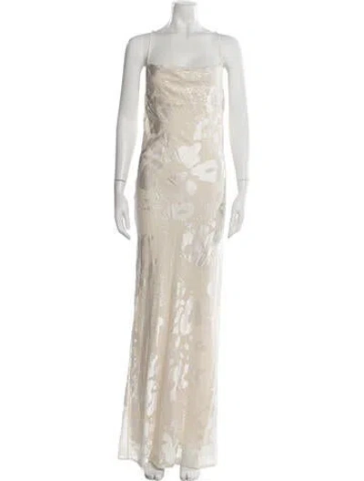 Pre-owned Rat & Boa Floral Print Long Dress In Neutrals