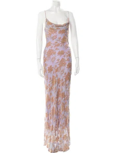 Pre-owned Rat & Boa Floral Print Long Dress In Purple