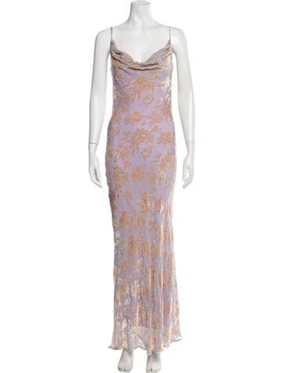 Pre-owned Rat & Boa Floral Print Long Dress In Purple