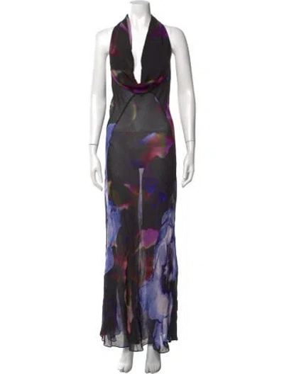 Pre-owned Rat & Boa Floral Print Long Dress In Purple