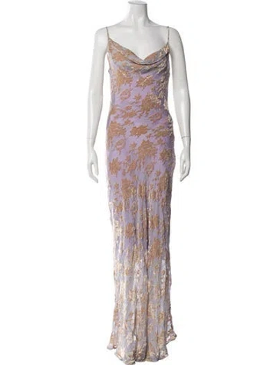 Pre-owned Rat & Boa Floral Print Long Dress In Purple