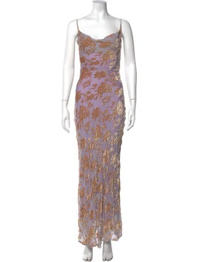 Pre-owned Rat & Boa Floral Print Long Dress In Purple
