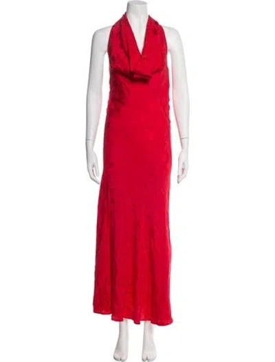 Pre-owned Rat & Boa Floral Print Long Dress In Red