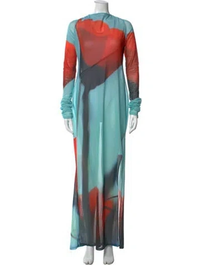 Pre-owned Rat & Boa Floral Print Long Dress W/ Tags In Blue