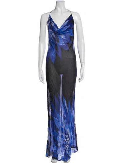 Pre-owned Rat & Boa Floral Print Long Dress W/ Tags In Blue