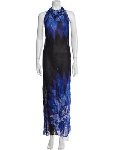 Pre-owned Rat & Boa Floral Print Long Dress W/ Tags In Blue