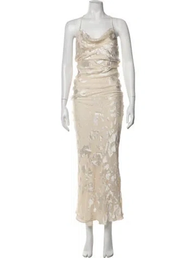 Pre-owned Rat & Boa Floral Print Long Dress W/ Tags In Neutrals