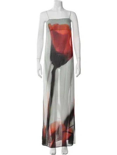 Pre-owned Rat & Boa Floral Print Long Dress In White