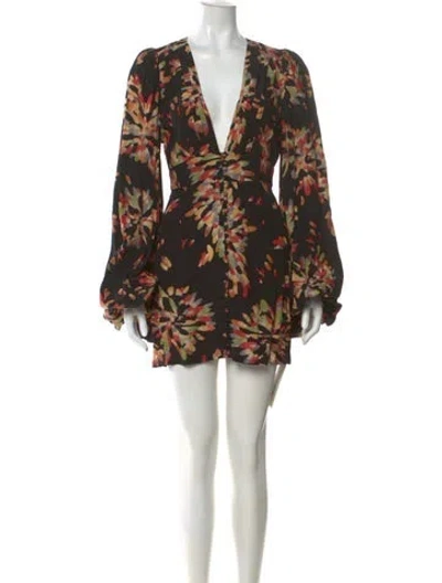 Pre-owned Rat & Boa Floral Print Mini Dress In Black