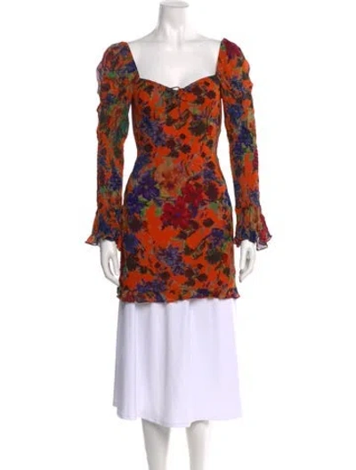 Pre-owned Rat & Boa Floral Print Mini Dress In Orange