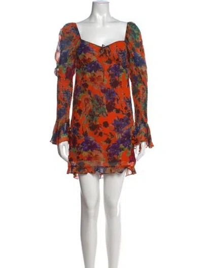 Pre-owned Rat & Boa Floral Print Mini Dress In Orange