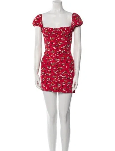Pre-owned Rat & Boa Floral Print Mini Dress In Red