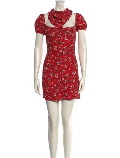 Pre-owned Rat & Boa Floral Print Mini Dress In Red