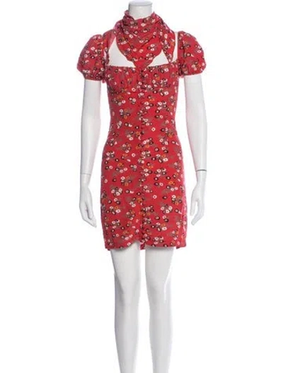 Pre-owned Rat & Boa Floral Print Mini Dress In Red