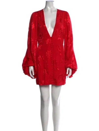 Pre-owned Rat & Boa Floral Print Mini Dress In Red