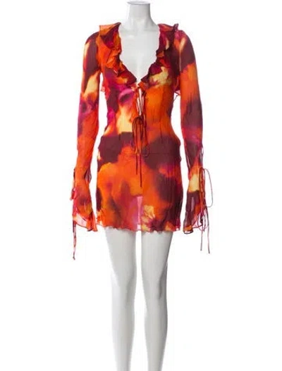 Pre-owned Rat & Boa Floral Print Mini Dress In Red