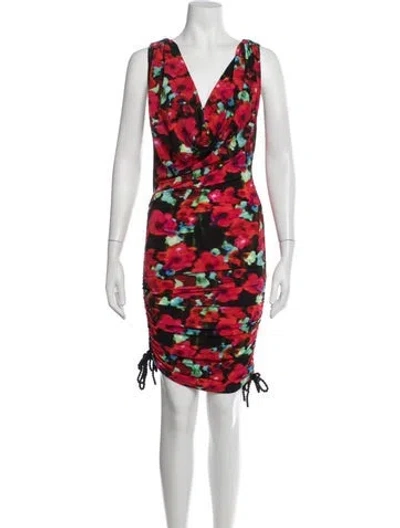 Pre-owned Rat & Boa Floral Print Mini Dress In Red