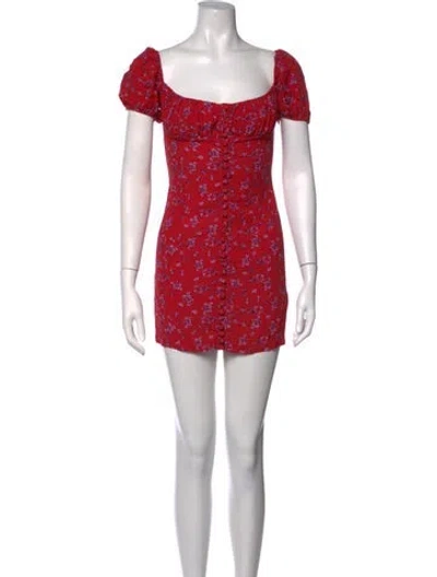 Pre-owned Rat & Boa Floral Print Mini Dress In Red