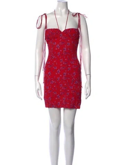 Pre-owned Rat & Boa Floral Print Mini Dress In Red