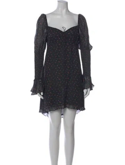 Pre-owned Rat & Boa Floral Print Mini Dress W/ Tags In Black
