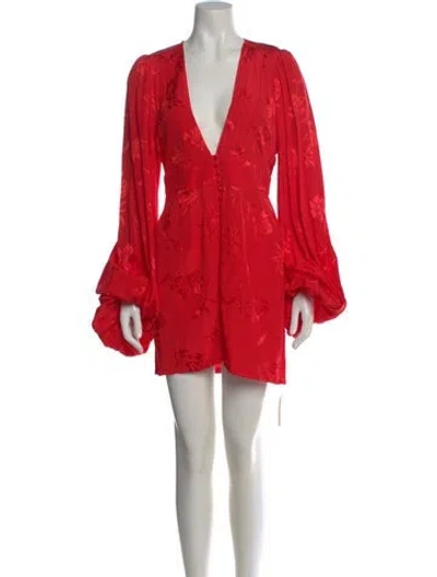 Pre-owned Rat & Boa Floral Print Mini Dress W/ Tags In Red