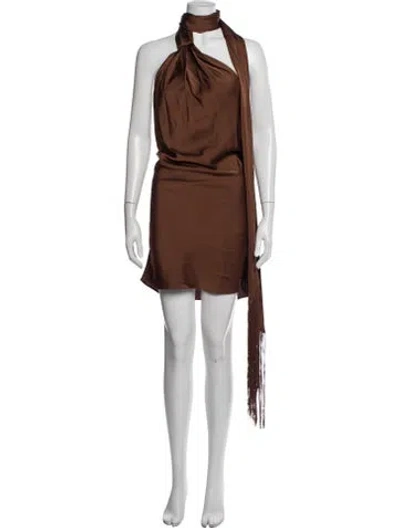 Pre-owned Rat & Boa Halterneck Mini Dress In Brown