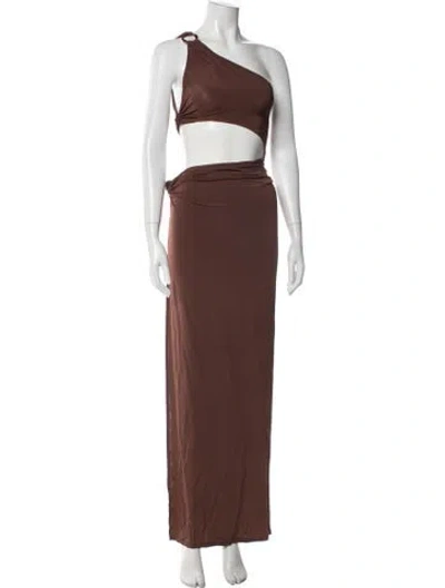 Pre-owned Rat & Boa One-shoulder Long Dress In Brown
