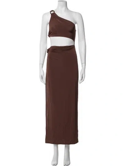 Pre-owned Rat & Boa One-shoulder Long Dress In Brown