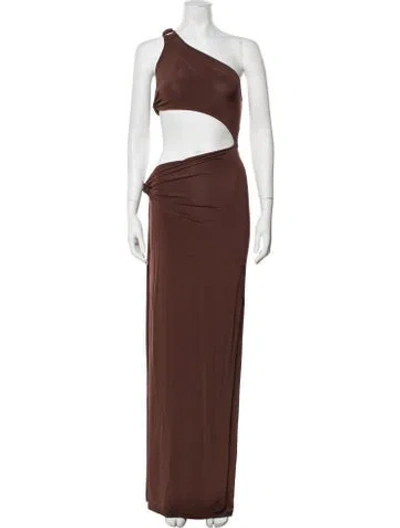 Pre-owned Rat & Boa One-shoulder Long Dress In Brown