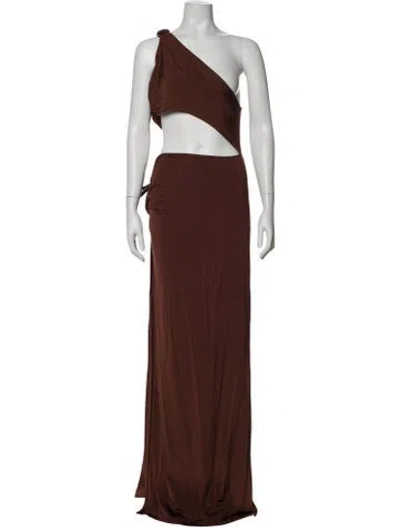Pre-owned Rat & Boa One-shoulder Long Dress W/ Tags In Brown