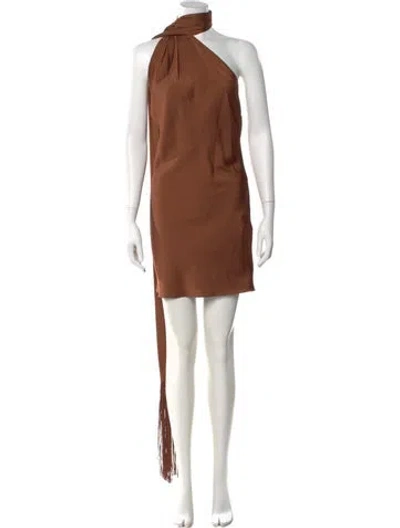 Pre-owned Rat & Boa One-shoulder Mini Dress In Brown