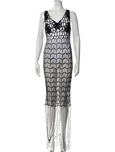 Pre-owned Rat & Boa Patterned Long Dress W/ Tags In Black/white