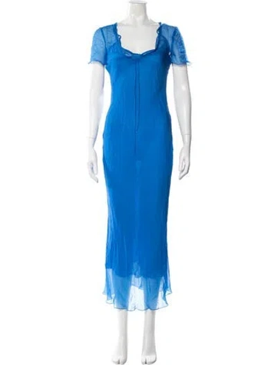 Pre-owned Rat & Boa Plunge Neckline Long Dress W/ Tags In Blue