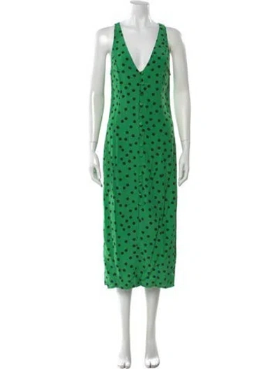 Pre-owned Rat & Boa Polka Dot Print Long Dress In Green