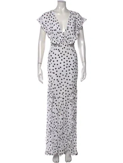 Pre-owned Rat & Boa Polka Dot Print Long Dress In White