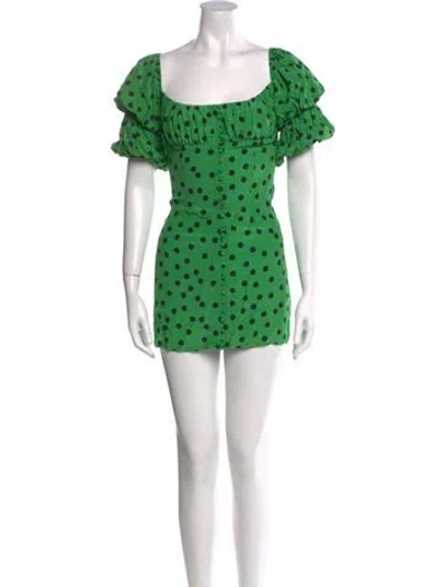 Pre-owned Rat & Boa Polka Dot Print Mini Dress In Green