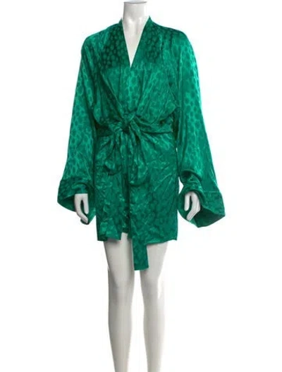 Pre-owned Rat & Boa Polka Dot Print Mini Dress In Green