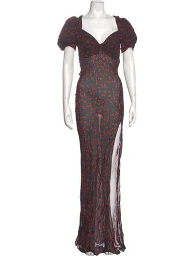 Pre-owned Rat & Boa Printed Long Dress In Black