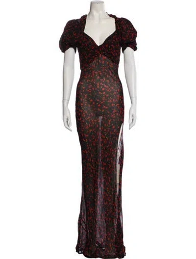 Pre-owned Rat & Boa Printed Long Dress In Black