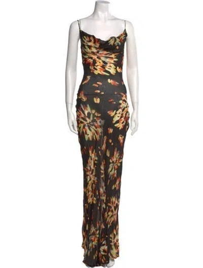 Pre-owned Rat & Boa Printed Long Dress In Black