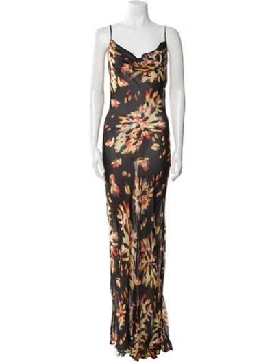Pre-owned Rat & Boa Printed Long Dress In Black