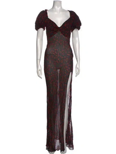 Pre-owned Rat & Boa Printed Long Dress In Black