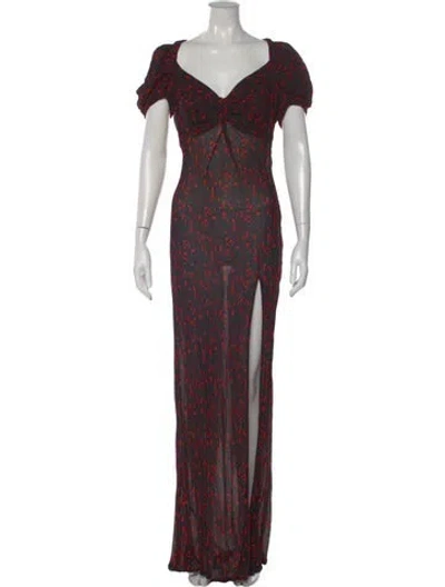 Pre-owned Rat & Boa Printed Long Dress In Black
