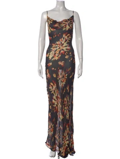 Pre-owned Rat & Boa Printed Long Dress In Black