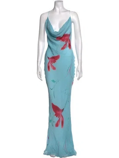 Pre-owned Rat & Boa Printed Long Dress In Blue