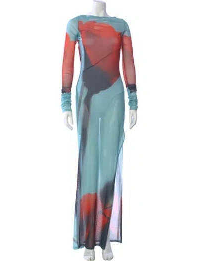 Pre-owned Rat & Boa Printed Long Dress In Blue